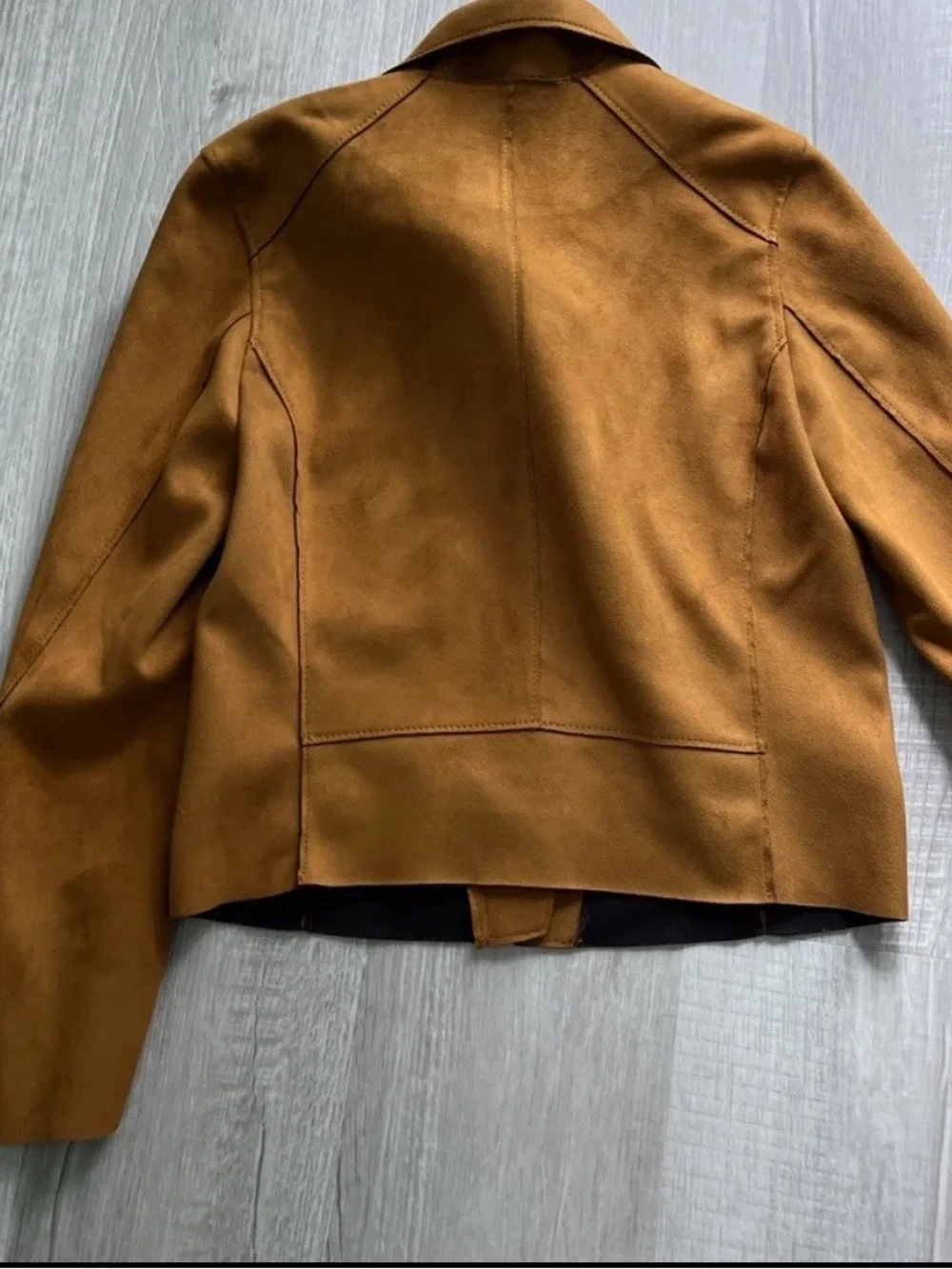 H&M Women’s Tan Suede Asymmetrical Zip Jacket